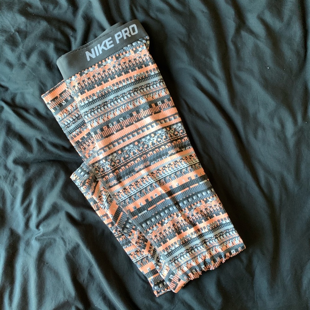 Nike Pro Tribal Print Orange Leggings - Medium